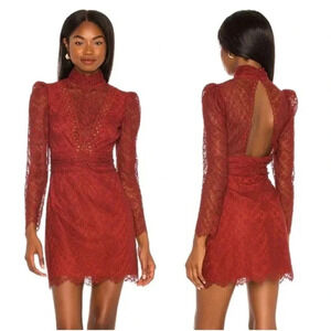 NWOT Saylor Celia Lace Mini Dress - Open Back Scalloped Edge